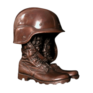 Military boot and helmet urn