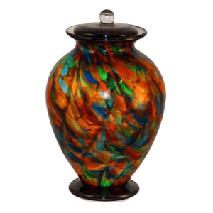 Glass cremation urns are commonly found in a vase shape, but can be crafted into an infinite number of designs